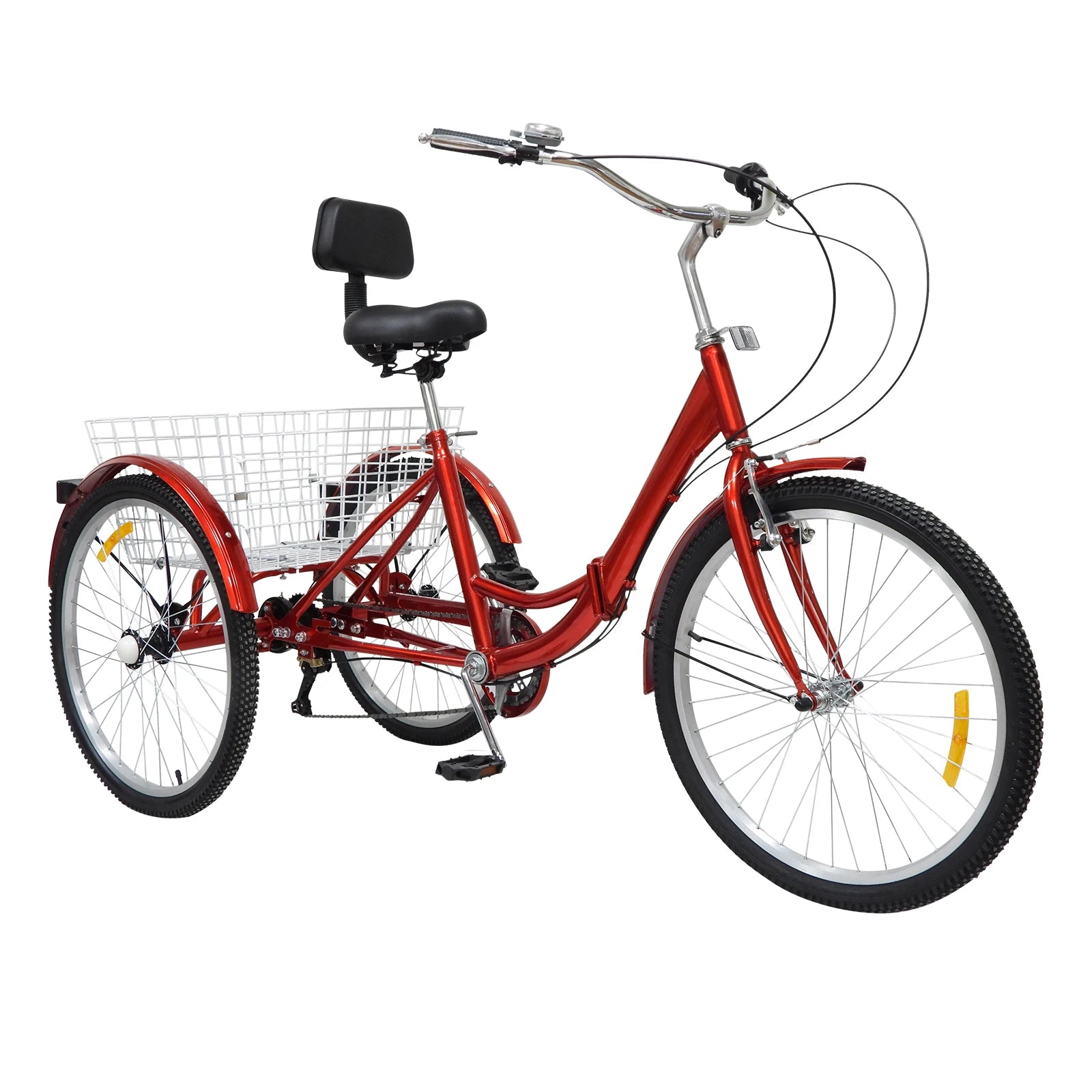 24 Inch 7 - speed Folding Tricycle with Backrest - Homebound Essentials