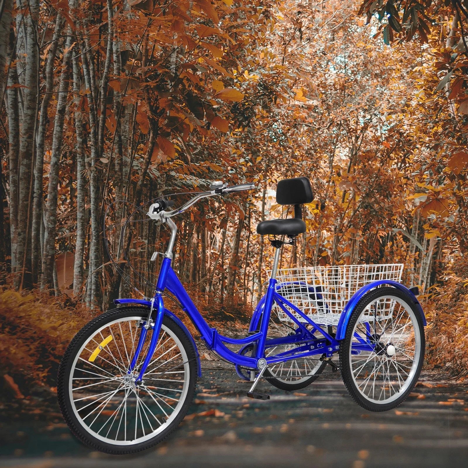 24 Inch 7 - speed Folding Tricycle with Backrest - Homebound Essentials