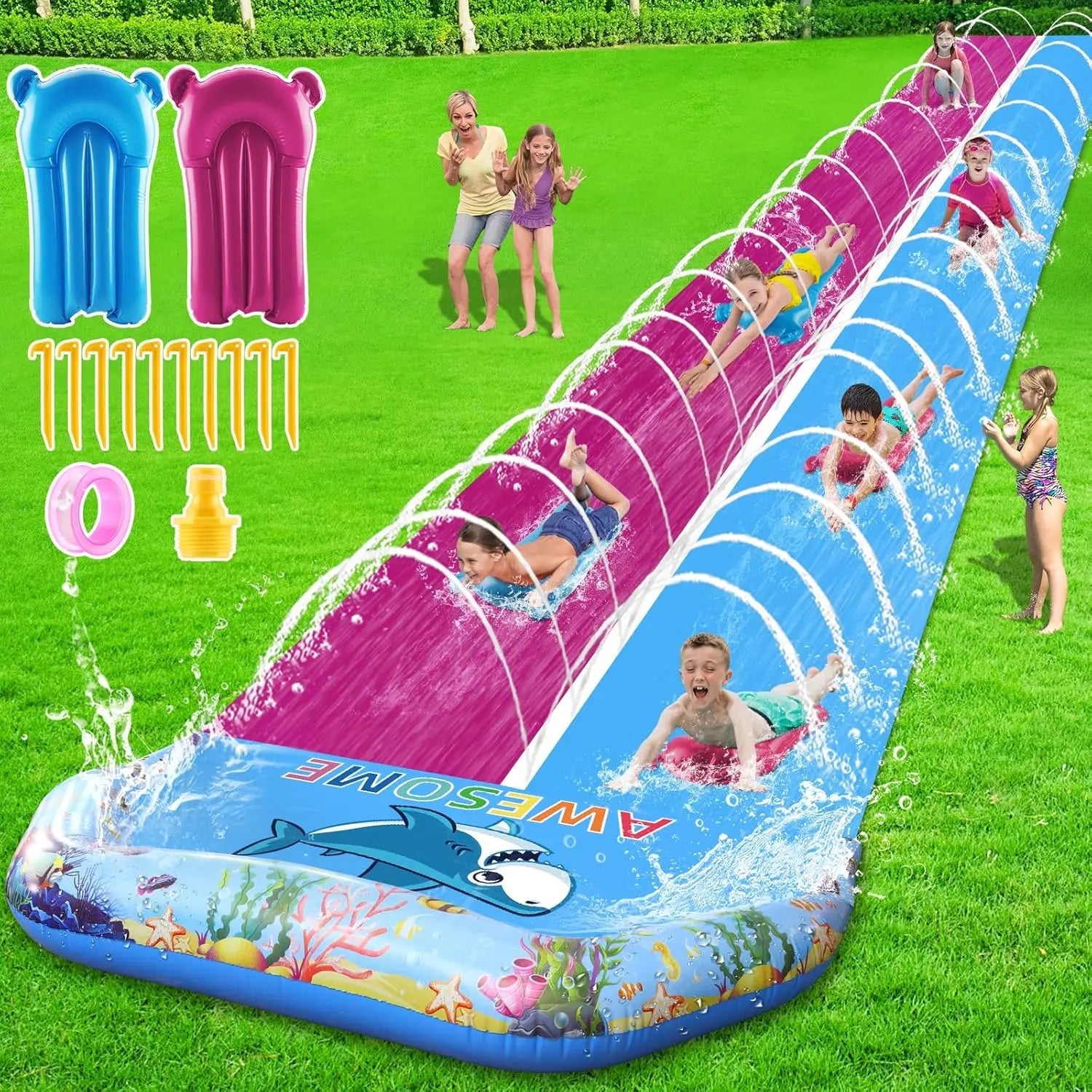 33 FT Extra Long Double Lawn Water Slide for Kids & Adults - Homebound Essentials