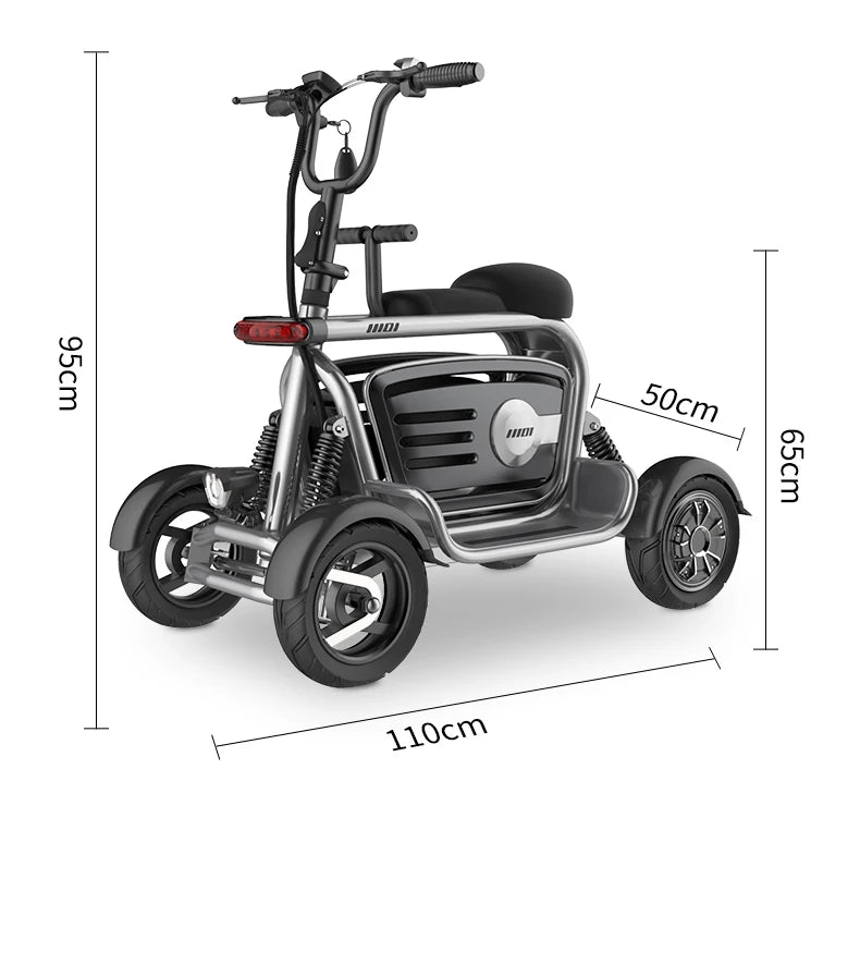 4 - Wheel Dual Motor Electric Scooter for Adults – 800W 48V | 4WD Mobility Scooter with Dual Seats & Storage Basket - Homebound Essentials
