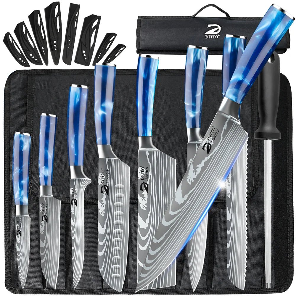 8 - Piece Damascus Steel Chef Knife Set - Homebound Essentials