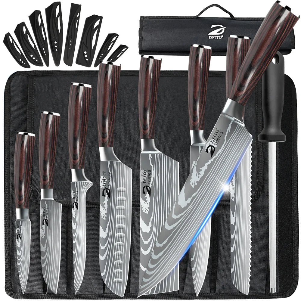 8 - Piece Damascus Steel Chef Knife Set - Homebound Essentials