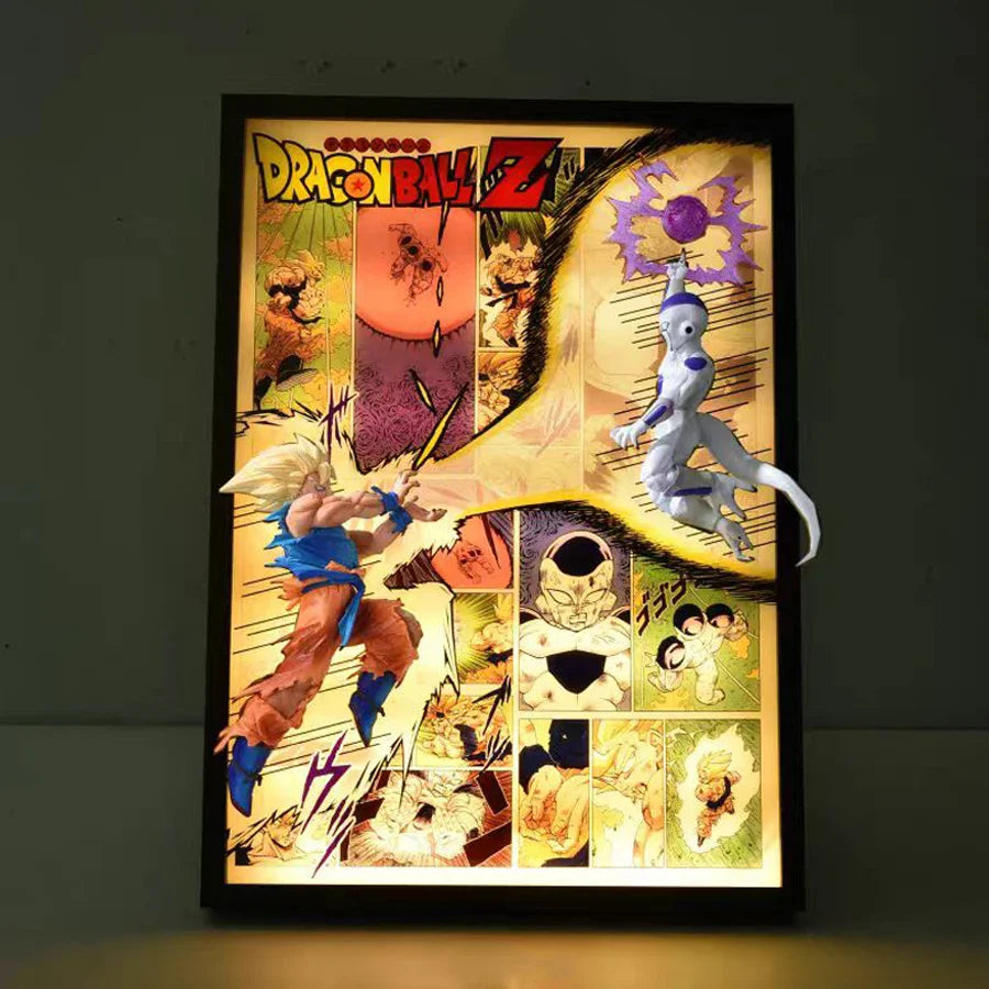 Dragon Ball Goku vs Frieza 3D Wall Metal Frame Light Painting