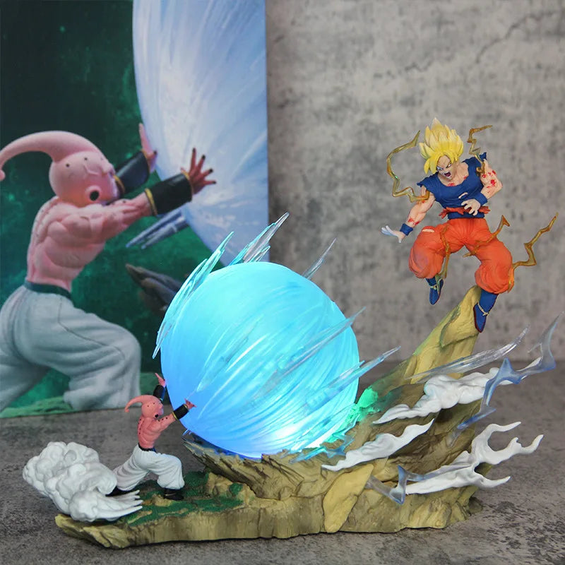 21cm Dragon Ball Z Buu vs Goku Action Figure – Super Saiyan Genki Bomb PVC Statue