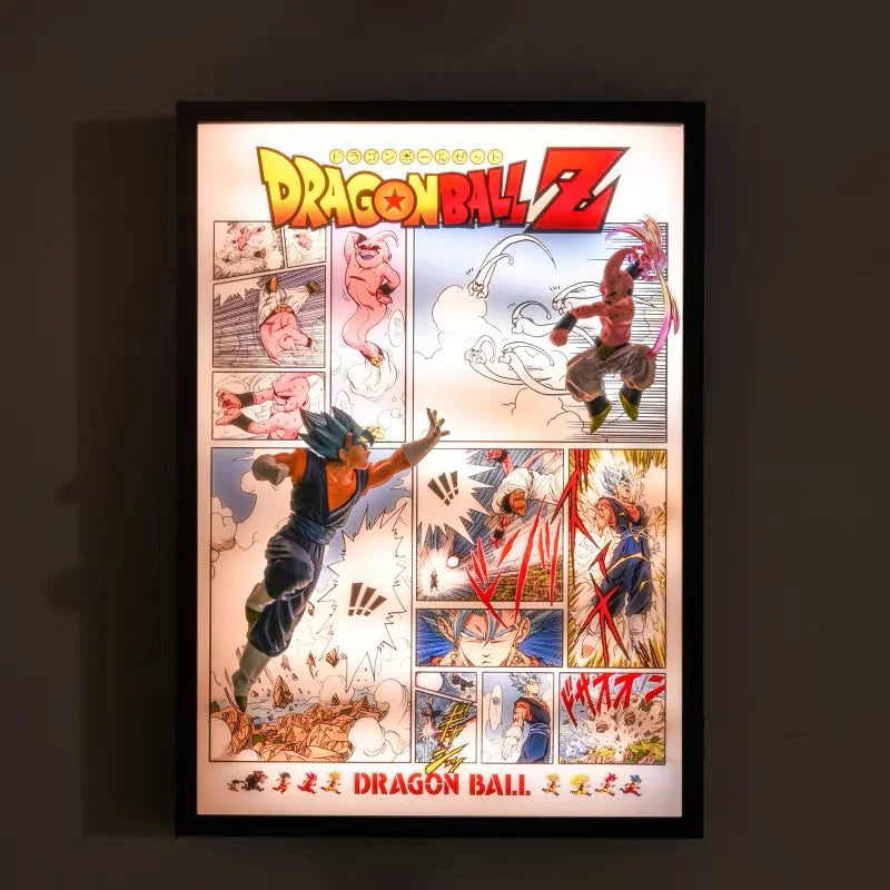 Dragon Ball Goku vs Frieza 3D Wall Metal Frame Light Painting