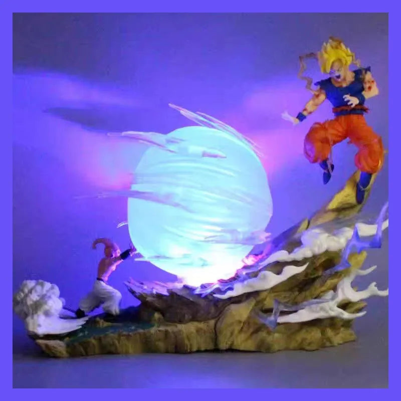 21cm Dragon Ball Z Buu vs Goku Action Figure – Super Saiyan Genki Bomb PVC Statue