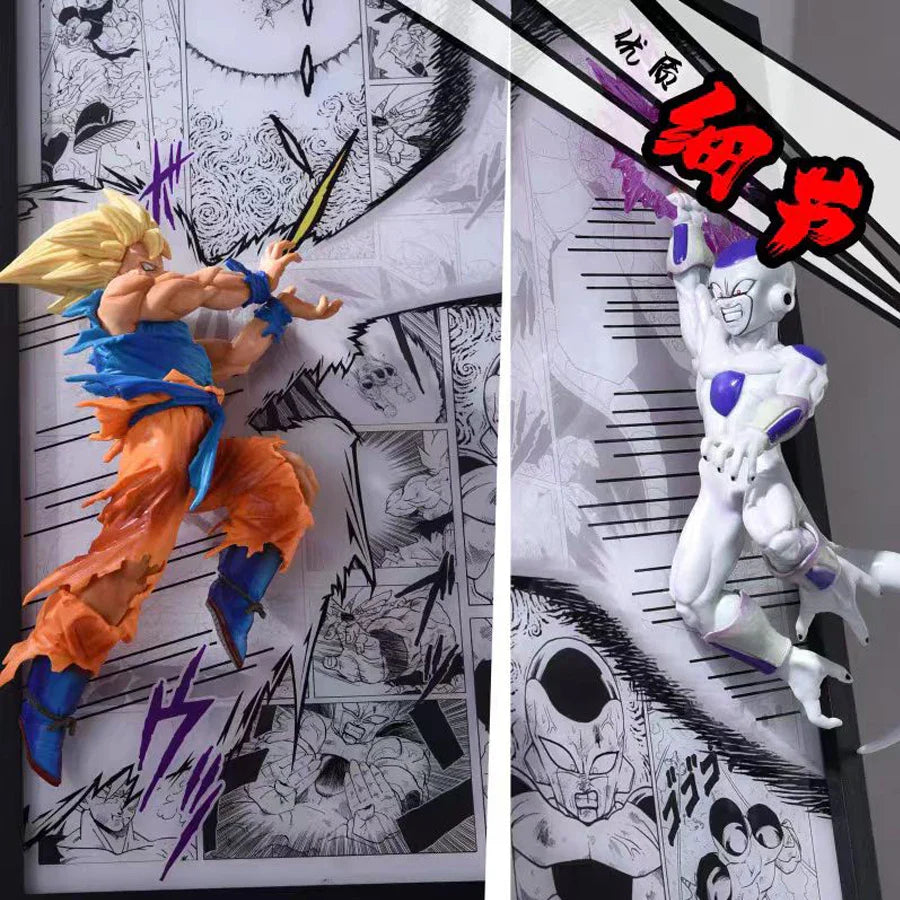 Dragon Ball Goku vs Frieza 3D Wall Metal Frame Light Painting