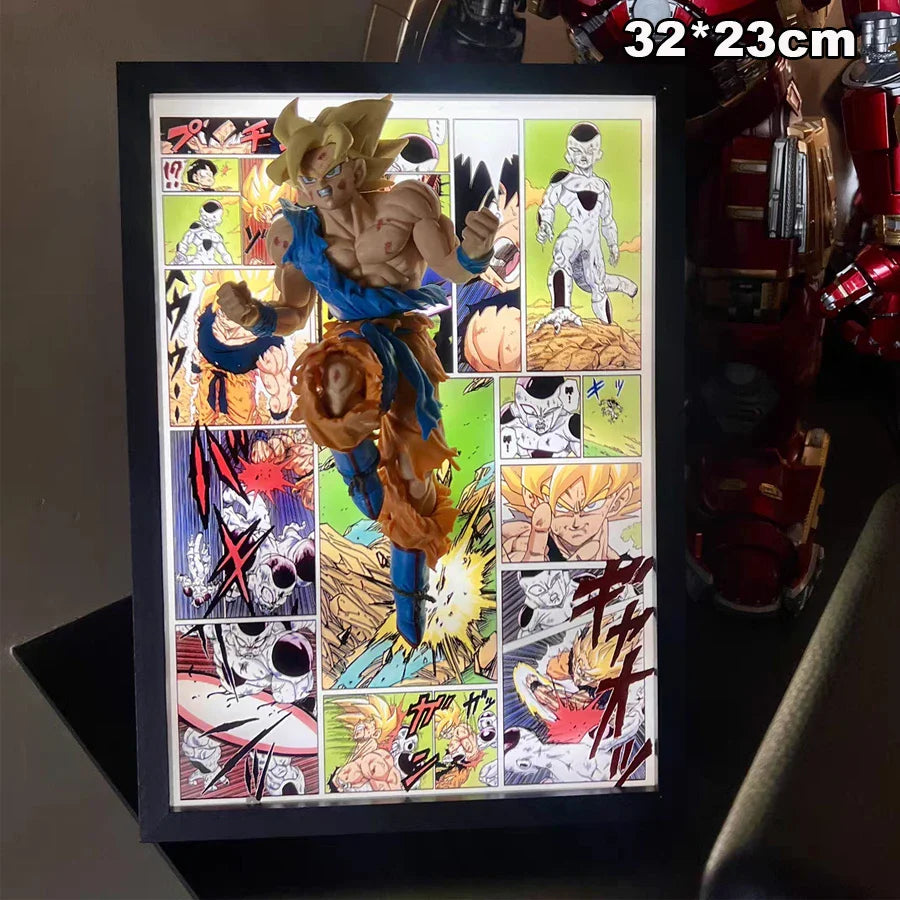 Dragon Ball Goku vs Frieza 3D Wall Metal Frame Light Painting
