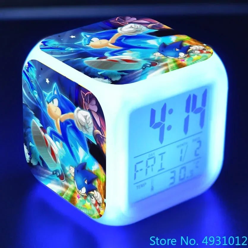 Anime Sonic Figure Model LED Alarm Clock: 7 - Color Touch Light Desk Watch - Homebound Essentials