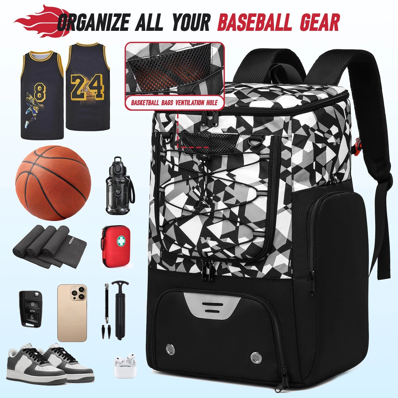 Basketball & Sports Training Backpack with Separate Compartments - Homebound Essentials