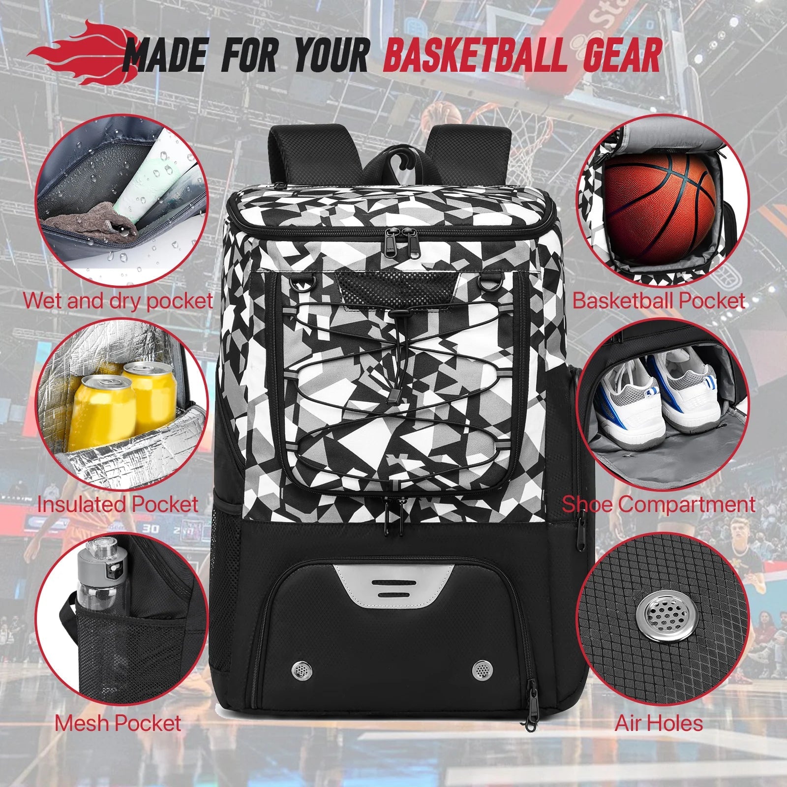 Basketball & Sports Training Backpack with Separate Compartments - Homebound Essentials