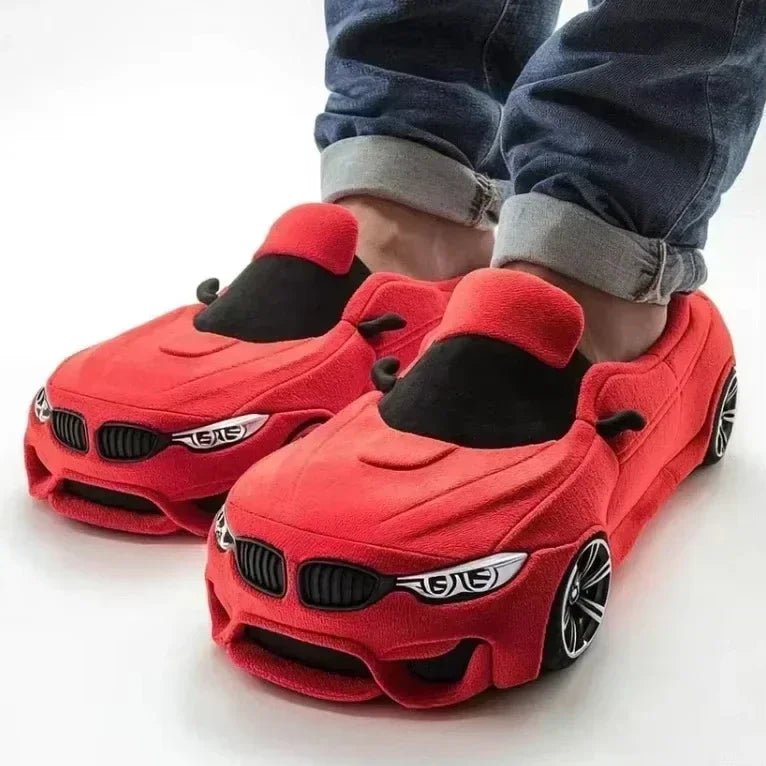 BMW Porsche Racing Plush Slippers: Warm & Fun Car Slippers - Homebound Essentials
