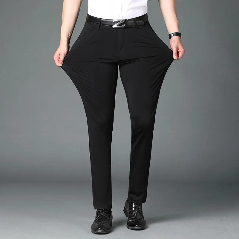 Business Office Ice Silk Men's Casual Pants - Summer Thin Nylon Trousers with Four Side Elastic - Homebound Essentials