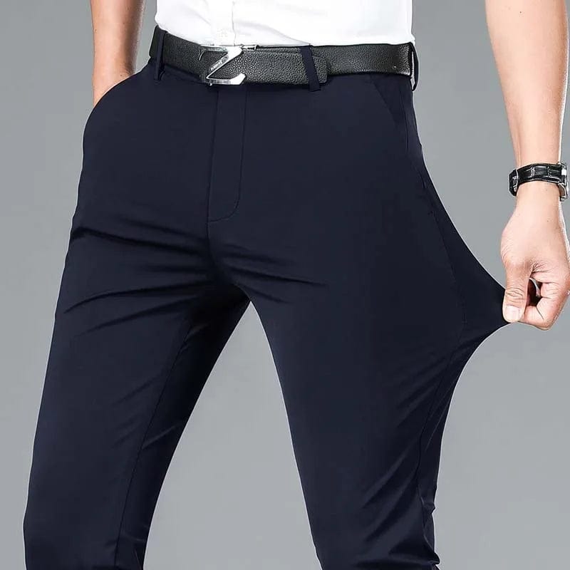Business Office Ice Silk Men's Casual Pants - Summer Thin Nylon Trousers with Four Side Elastic - Homebound Essentials