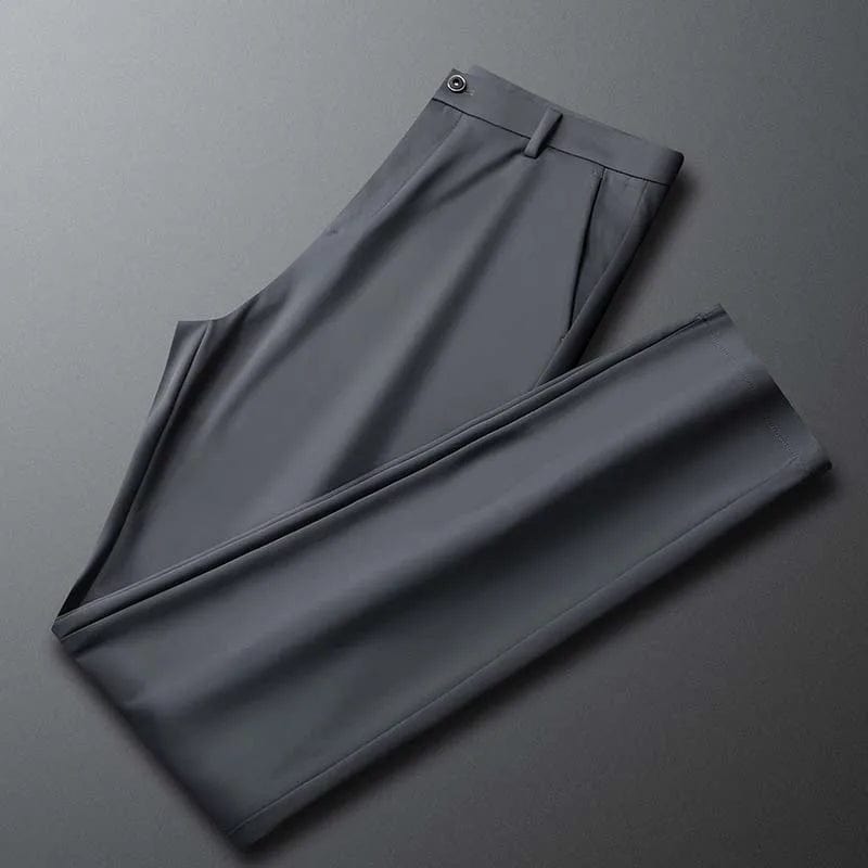Business Office Ice Silk Men's Casual Pants - Summer Thin Nylon Trousers with Four Side Elastic - Homebound Essentials