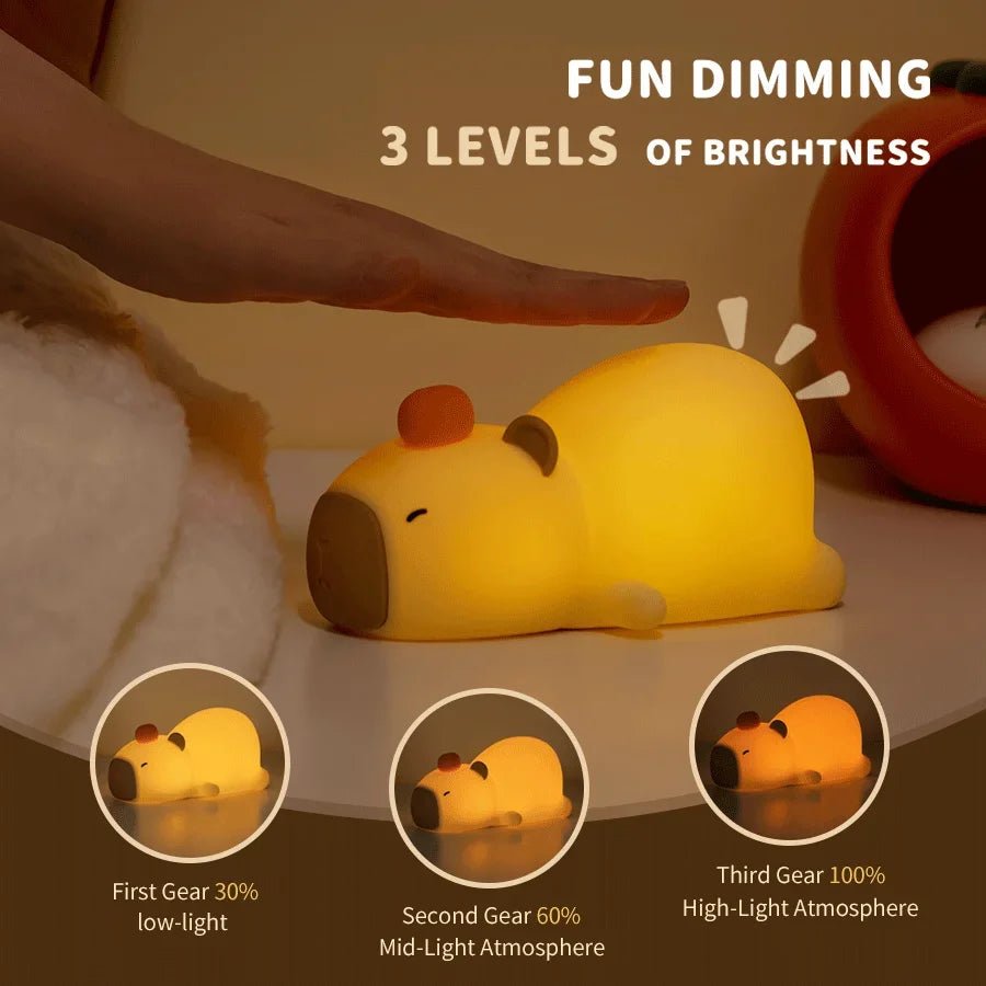 Cute Cartoon Capybara Silicone Night Light - Homebound Essentials