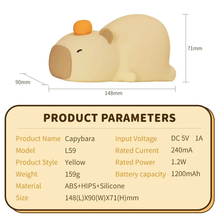 Cute Cartoon Capybara Silicone Night Light - Homebound Essentials