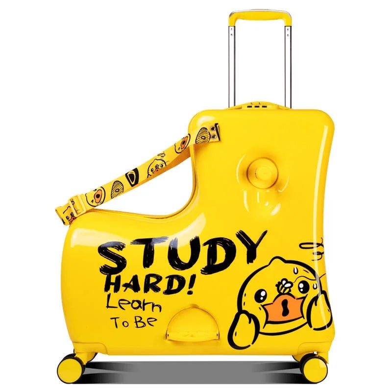 Cute Pony Cartoon Suitcase for Children: Ride - On Carry - On Kids Luggage - Homebound Essentials