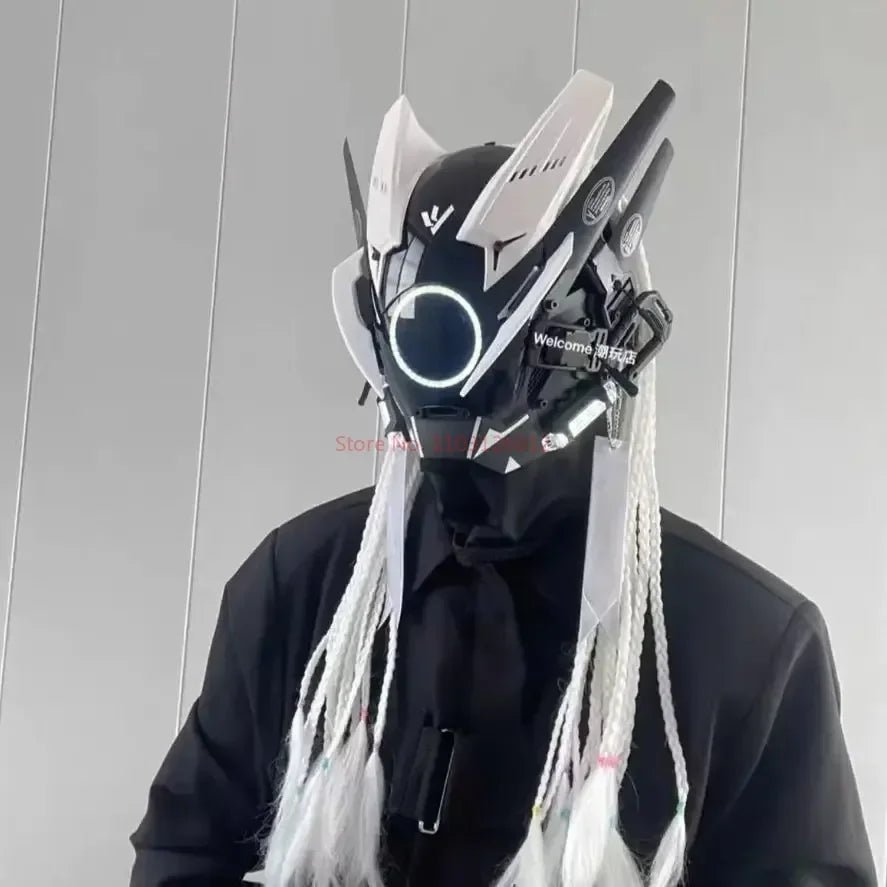 Cyberpunk Helmet Shinobi Mask: Robot Samurai Armor with LED Light - Homebound Essentials