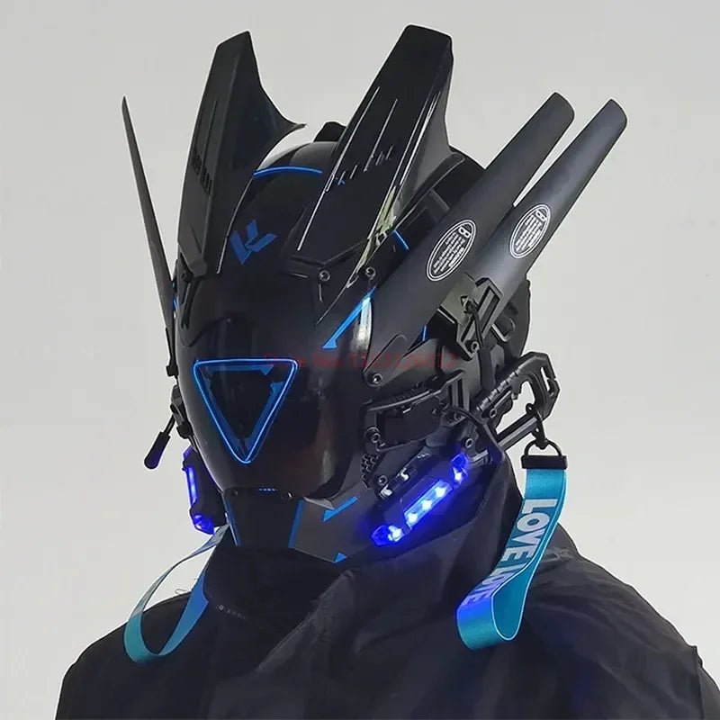 Cyberpunk Helmet Shinobi Mask: Robot Samurai Armor with LED Light - Homebound Essentials
