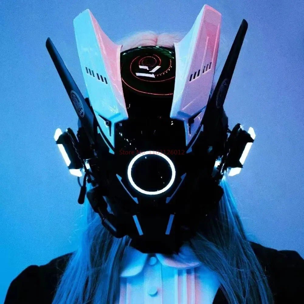 Cyberpunk Helmet Shinobi Mask: Robot Samurai Armor with LED Light - Homebound Essentials