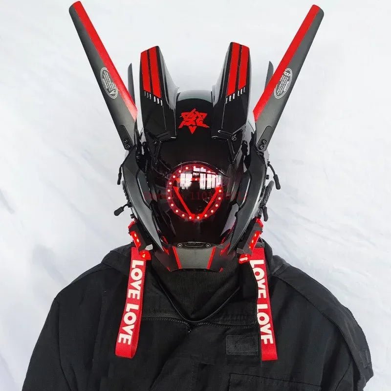 Cyberpunk Helmet Shinobi Mask: Robot Samurai Armor with LED Light - Homebound Essentials