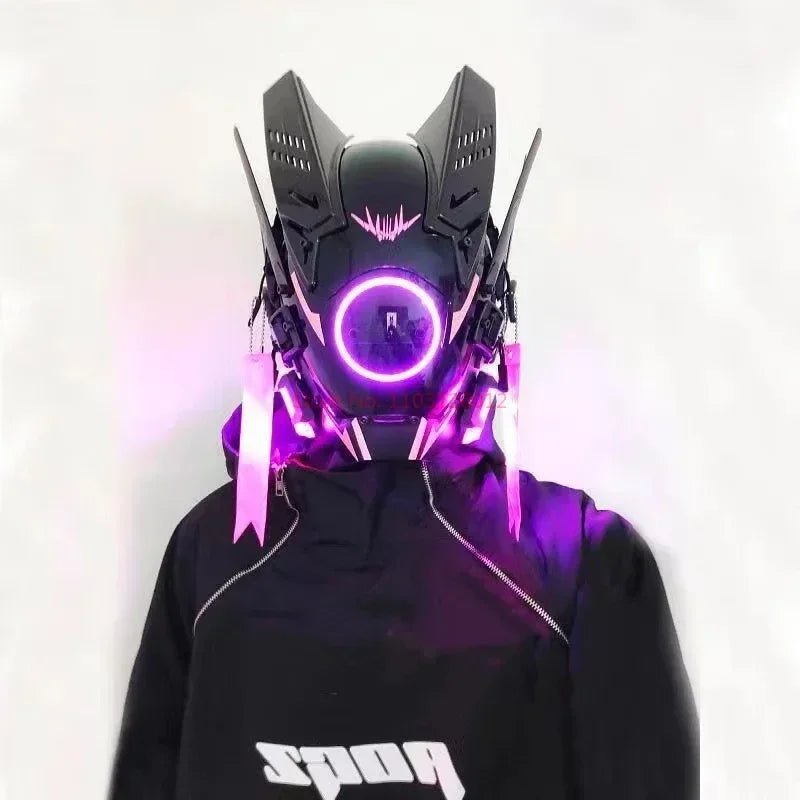 Cyberpunk Helmet Shinobi Mask: Robot Samurai Armor with LED Light - Homebound Essentials