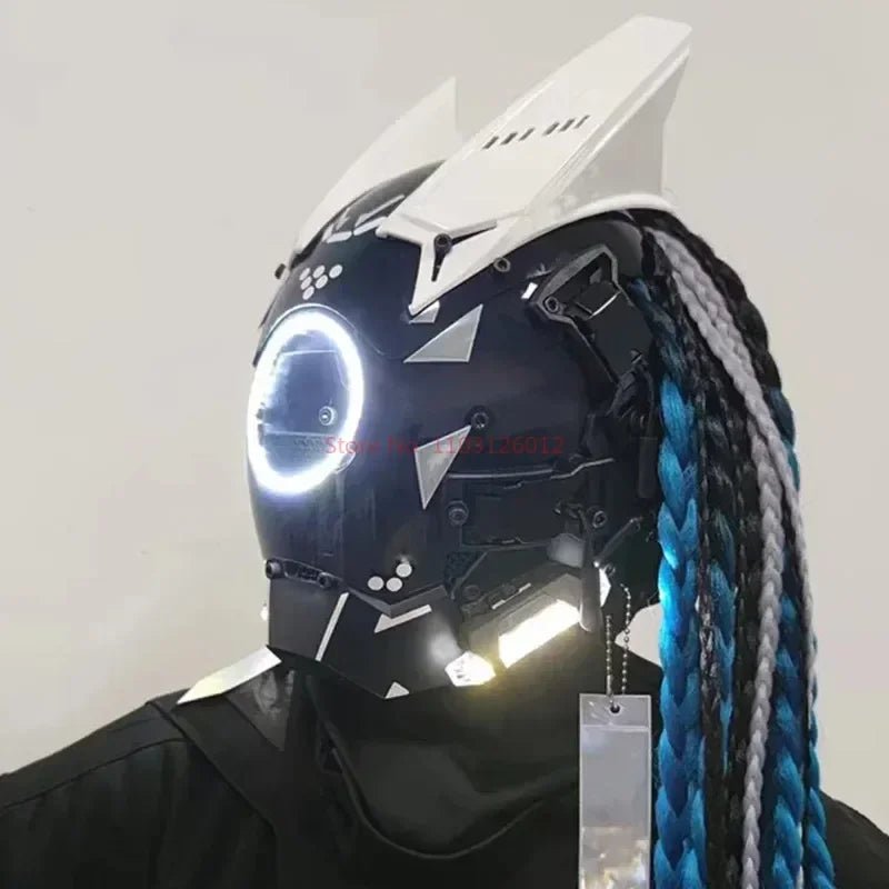 Cyberpunk Helmet Shinobi Mask: Robot Samurai Armor with LED Light - Homebound Essentials