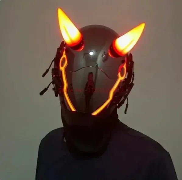 Cyberpunk Helmet Shinobi Mask: Robot Samurai Armor with LED Light - Homebound Essentials