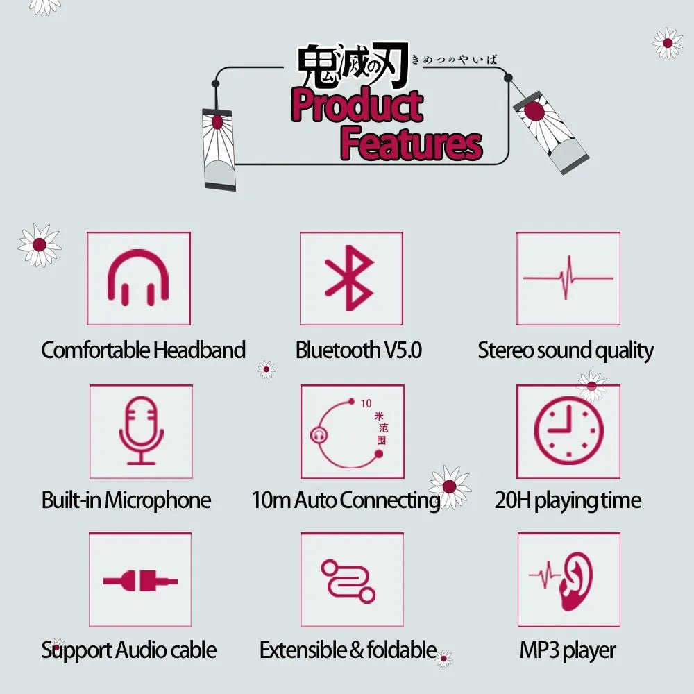 Demon Slayer Kamado Tanjirou Bluetooth Cosplay Headset - Homebound Essentials