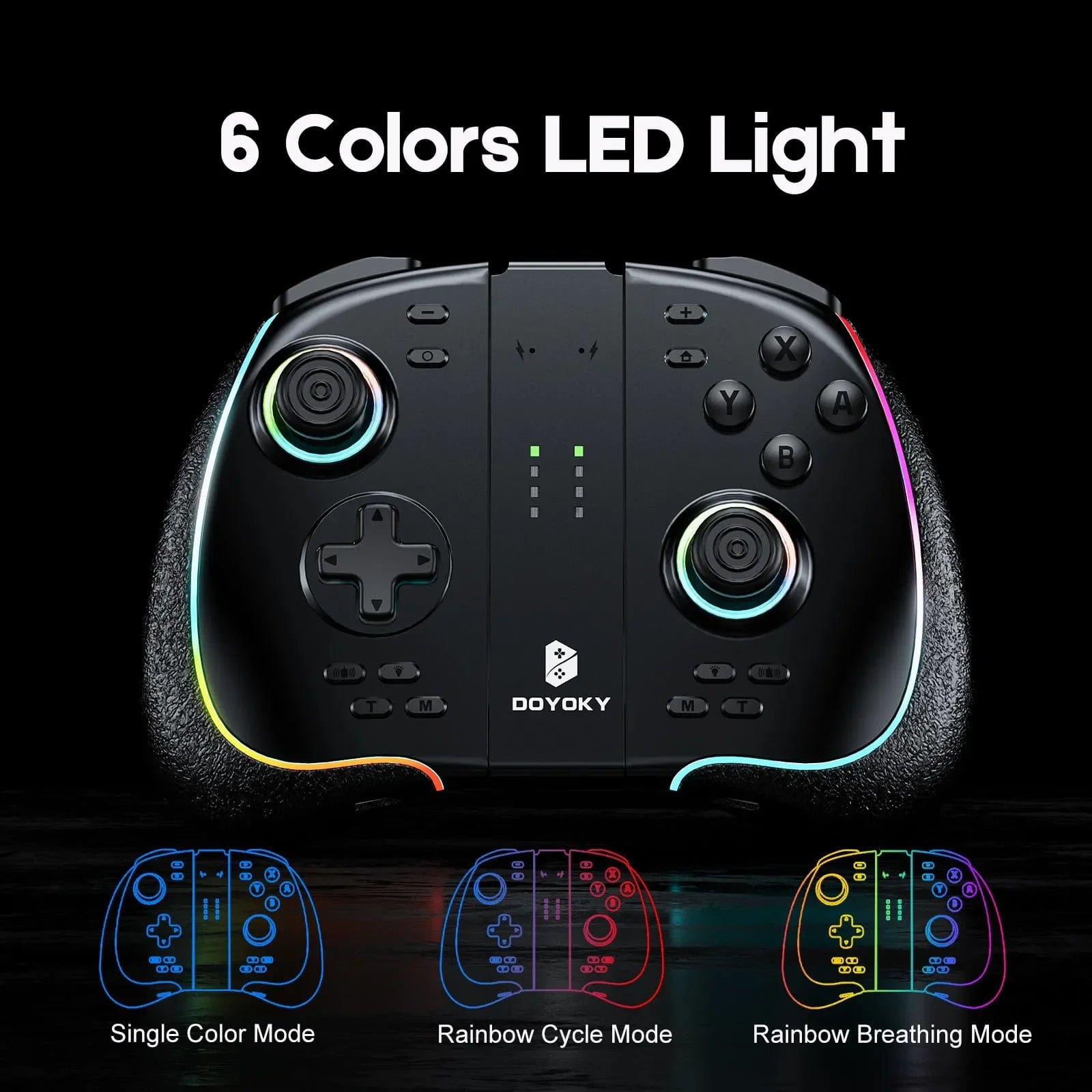 DOYOKY Epoch Wireless Bluetooth Game Controller - 180 - Color RGB for Nintendo Switch/OLED, Hall Effect Joystick, Turbo, 6 - Axis - Homebound Essentials