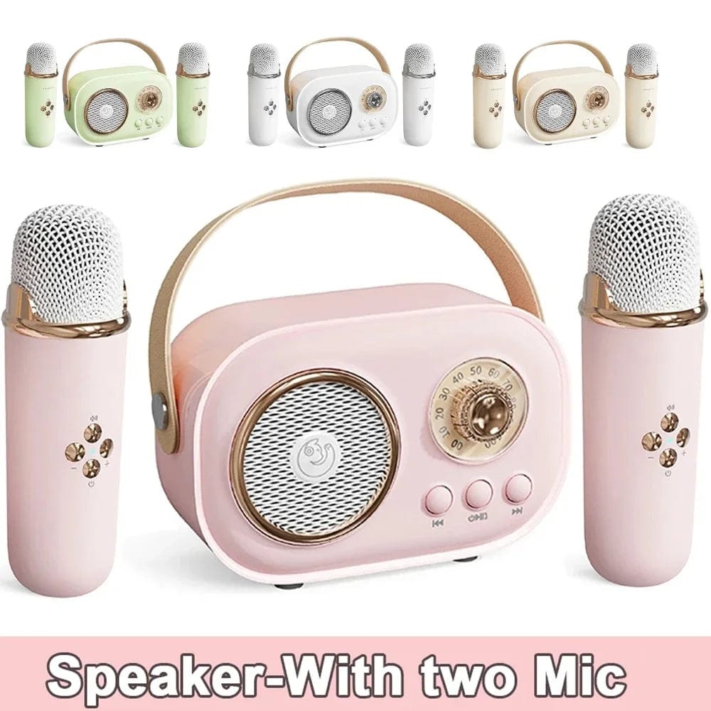 EchoVibe Bluetooth Karaoke Speaker: Bluetooth Karaoke Speaker with 1 - 2 Wireless Microphones | TF Card, FM Radio, HiFi Bass, Hands - Free Calls - Homebound Essentials