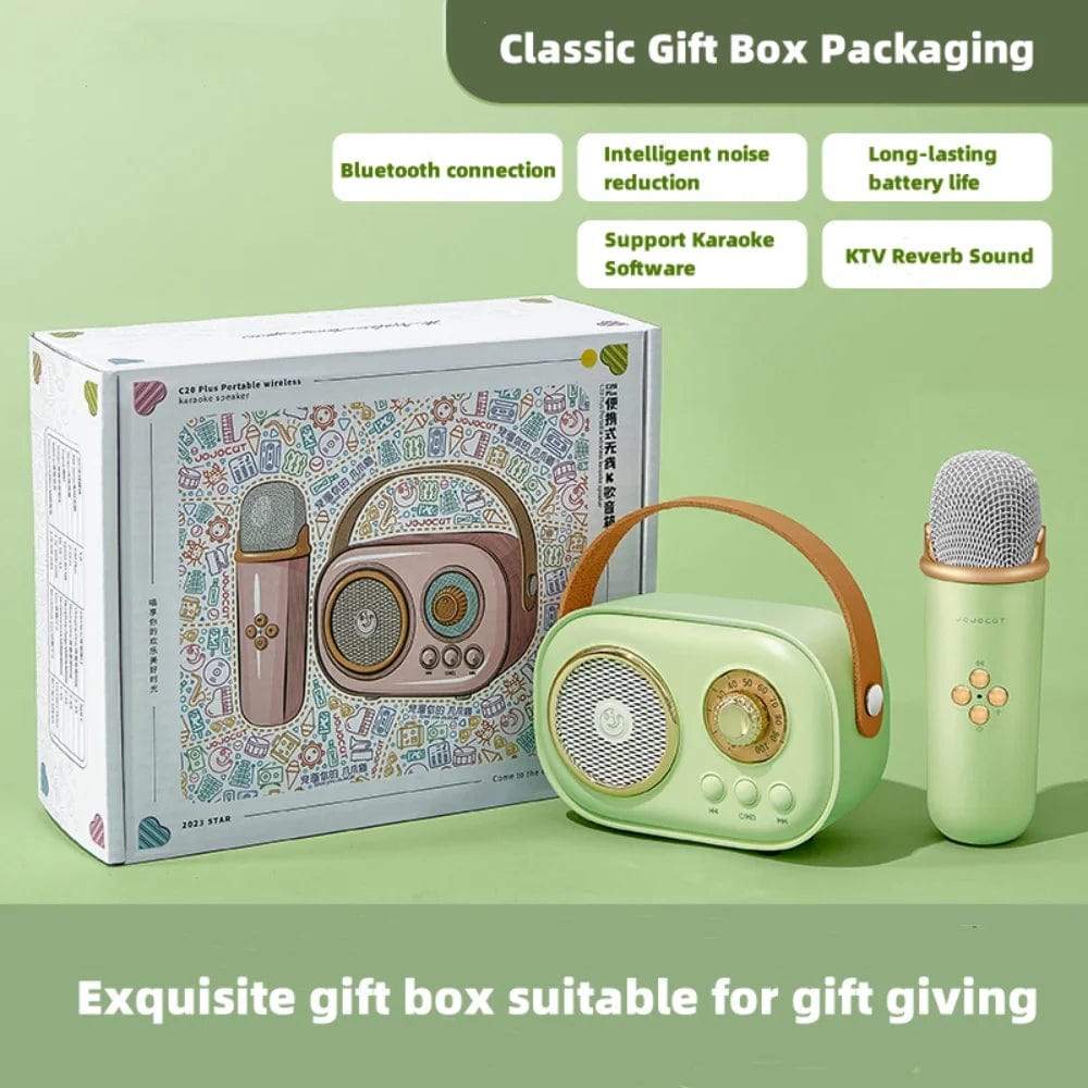 EchoVibe Bluetooth Karaoke Speaker: Bluetooth Karaoke Speaker with 1 - 2 Wireless Microphones | TF Card, FM Radio, HiFi Bass, Hands - Free Calls - Homebound Essentials