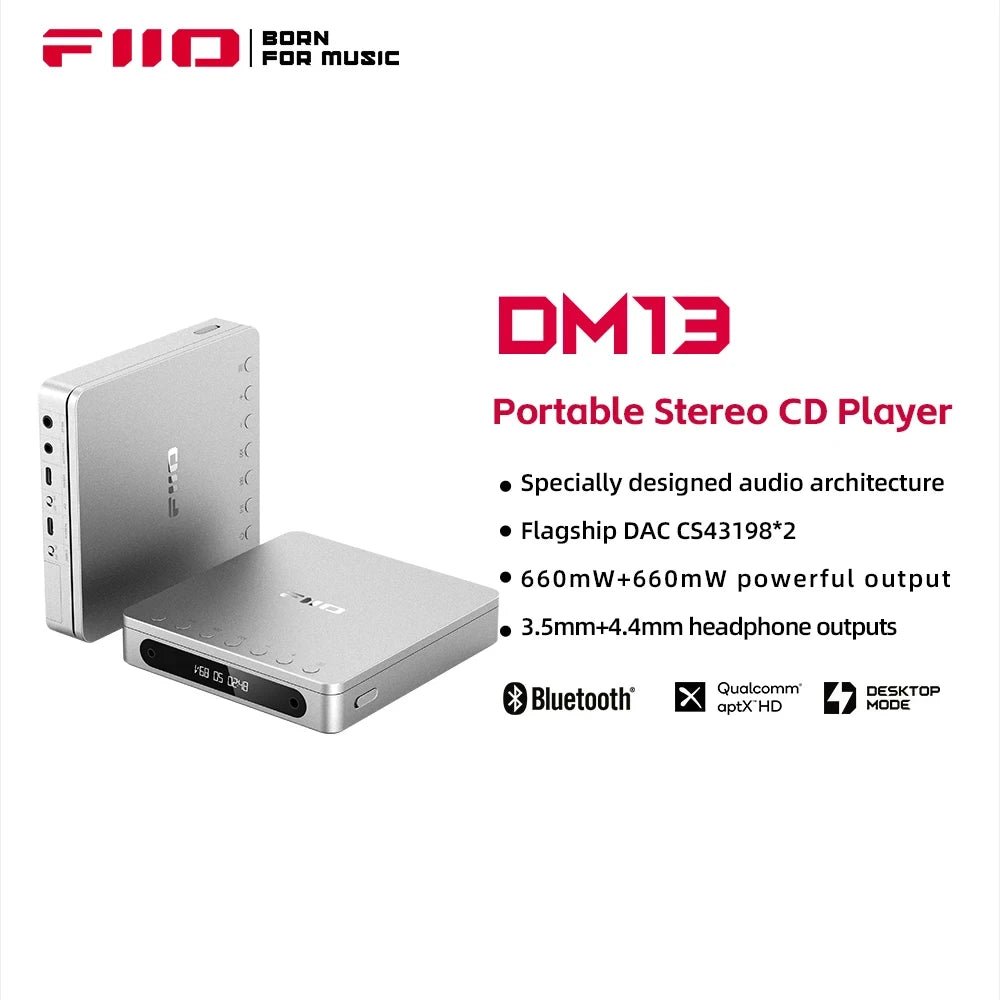 FiiO DM13 Portable Hifi Stereo CD Player 3.5mm/4.4mm Custom Supports Grab Track Transcription And Aptxhd Bluetooth Transmission - Homebound Essentials