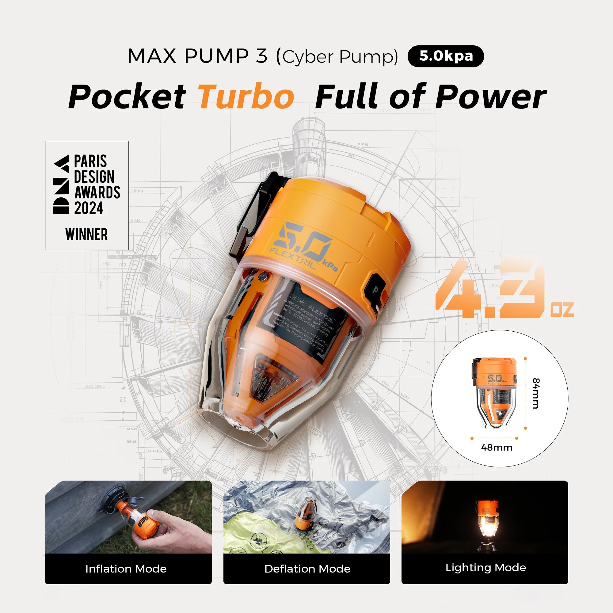 FLEXTAIL MAX PUMP 3 – Portable Electric Air Pump with 3 - Level Ambient Light - Homebound Essentials
