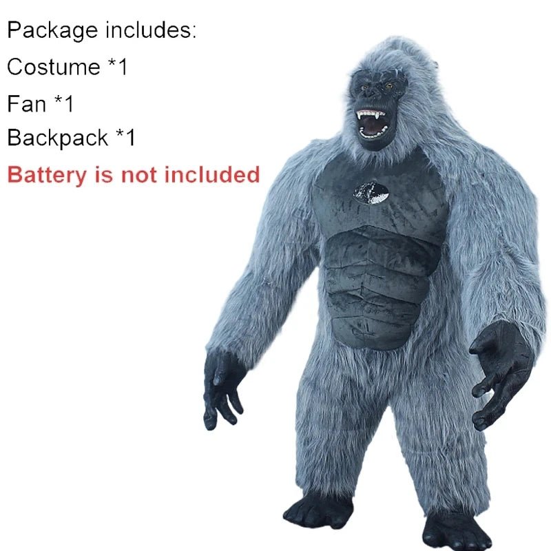 Gorilla Inflatable Costume Mascot: Adult Plush Furry Animal Halloween & Carnival Dress - Homebound Essentials