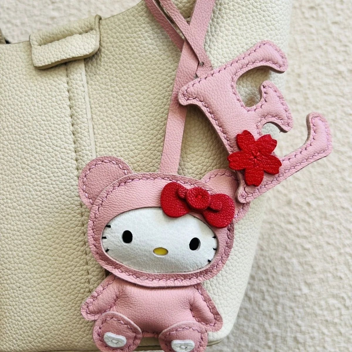 Handmade Leather Hello Kitty Sheep Pendant - Homebound Essentials