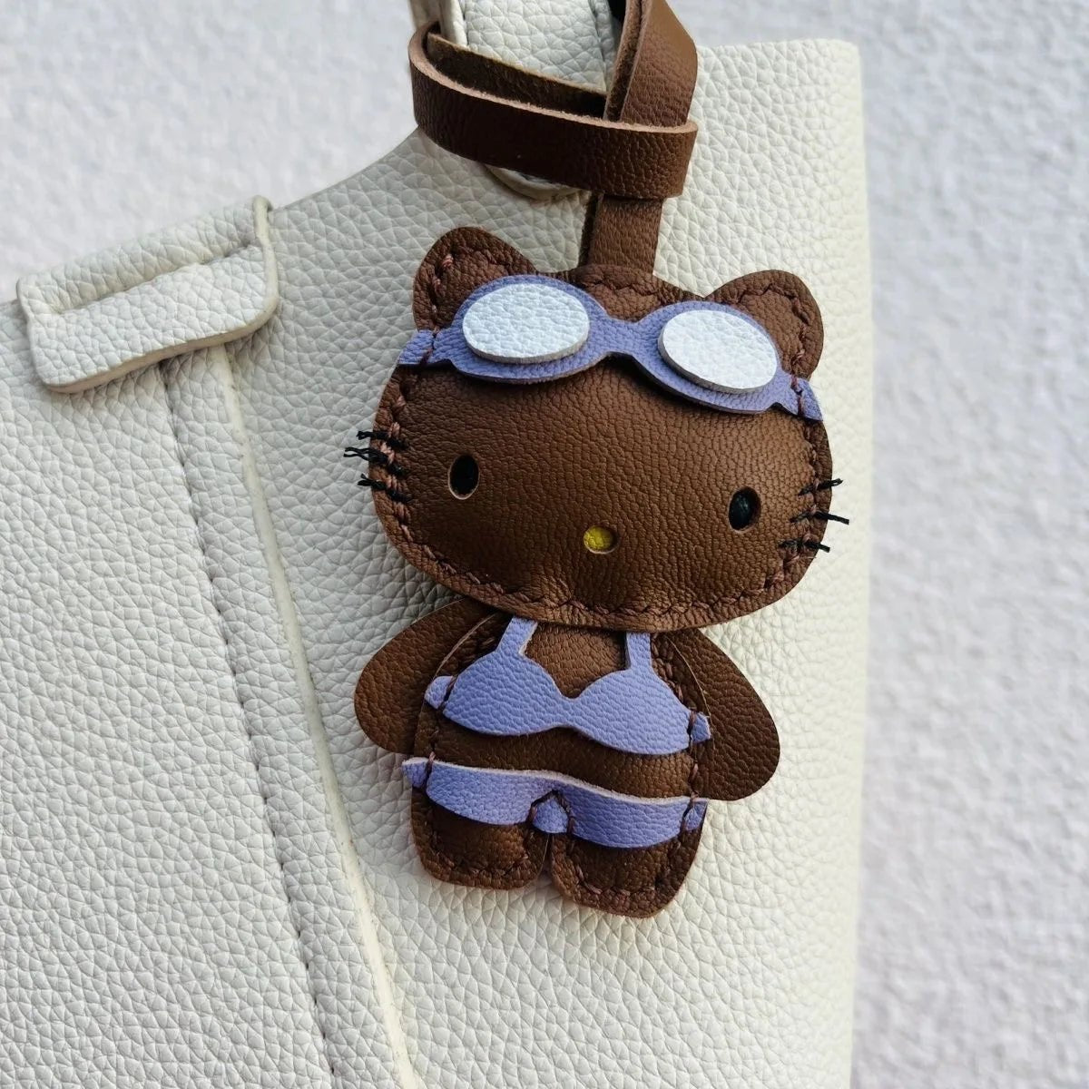 Handmade Leather Hello Kitty Sheep Pendant - Homebound Essentials