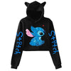 Kawaii Stitch Disney Crop Top Hoodie for Women & Kids | Harajuku Streetwear Sweatshirt for Boys & Girls | Cute Cropped Hoodie - Homebound Essentials