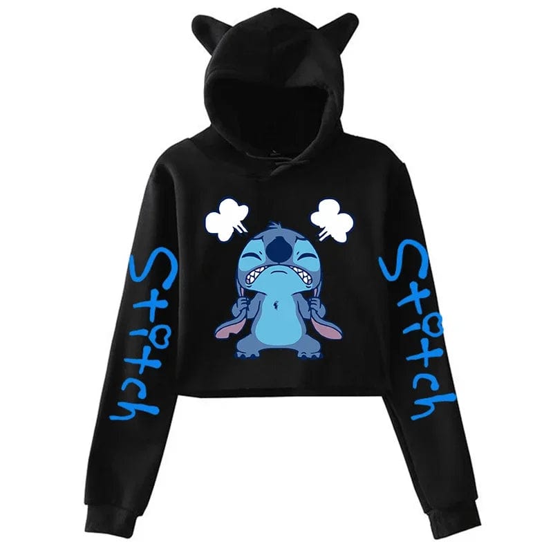 Kawaii Stitch Disney Crop Top Hoodie for Women & Kids | Harajuku Streetwear Sweatshirt for Boys & Girls | Cute Cropped Hoodie - Homebound Essentials