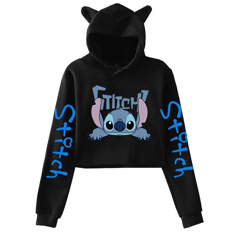 Kawaii Stitch Disney Crop Top Hoodie for Women & Kids | Harajuku Streetwear Sweatshirt for Boys & Girls | Cute Cropped Hoodie - Homebound Essentials