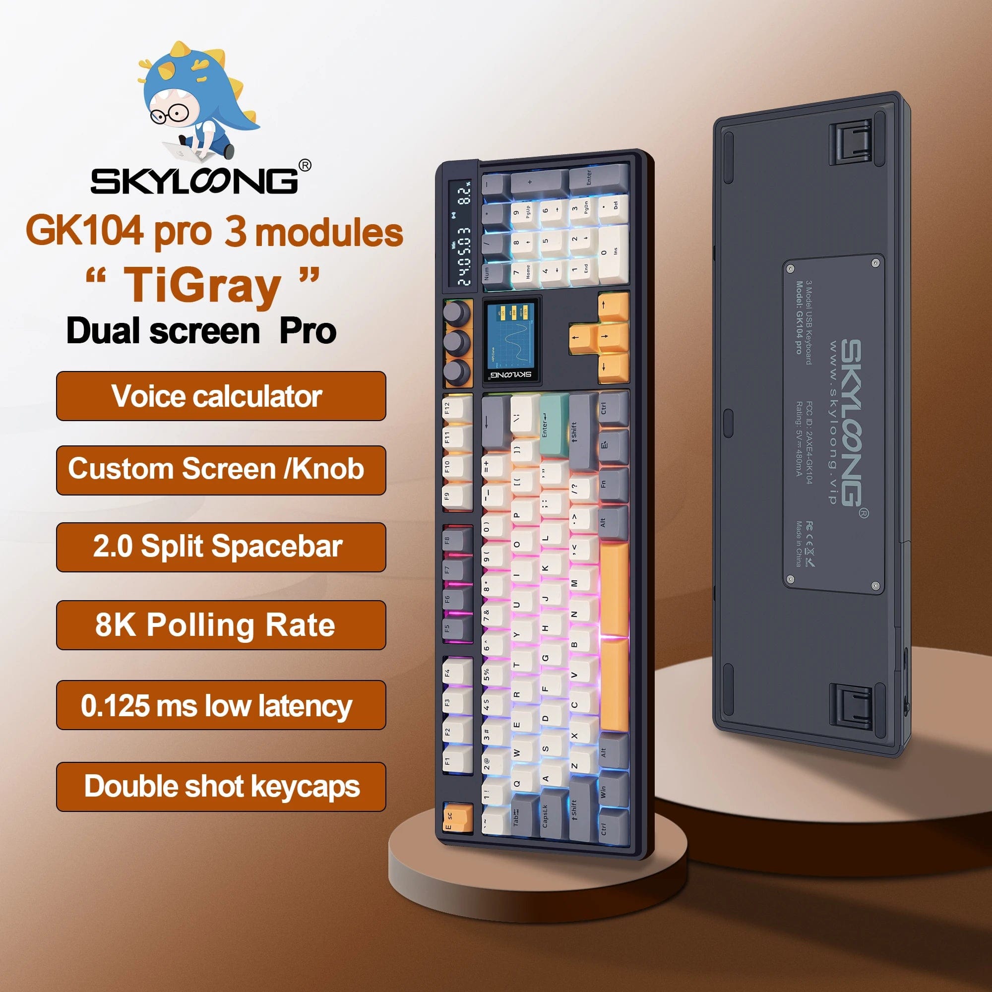KeyMaster Pro 3 - Mode Mechanical Keyboard: Hot - Swappable Wireless Mechanical Keyboard | 3 Modes, 2.0 Screen, 3 Knobs, Side - Engraved PBT Keycaps - Homebound Essentials