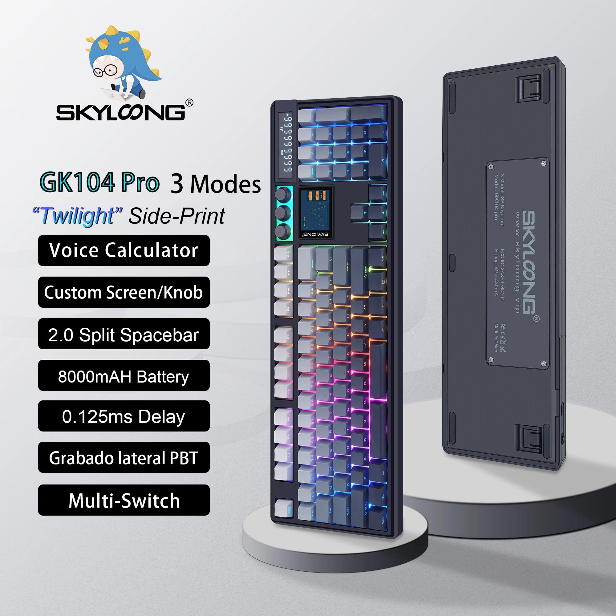 KeyMaster Pro 3 - Mode Mechanical Keyboard: Hot - Swappable Wireless Mechanical Keyboard | 3 Modes, 2.0 Screen, 3 Knobs, Side - Engraved PBT Keycaps - Homebound Essentials