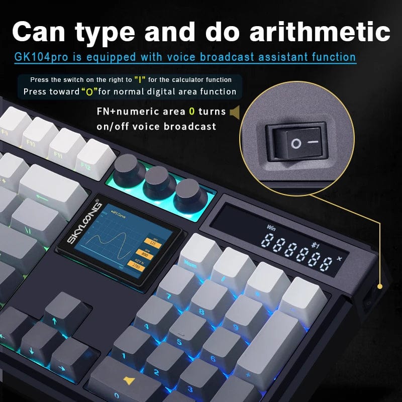 KeyMaster Pro 3 - Mode Mechanical Keyboard: Hot - Swappable Wireless Mechanical Keyboard | 3 Modes, 2.0 Screen, 3 Knobs, Side - Engraved PBT Keycaps - Homebound Essentials