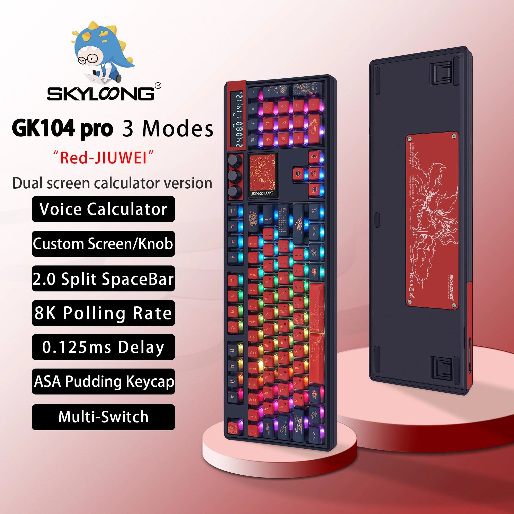 KeyMaster Pro 3 - Mode Mechanical Keyboard: Hot - Swappable Wireless Mechanical Keyboard | 3 Modes, 2.0 Screen, 3 Knobs, Side - Engraved PBT Keycaps - Homebound Essentials