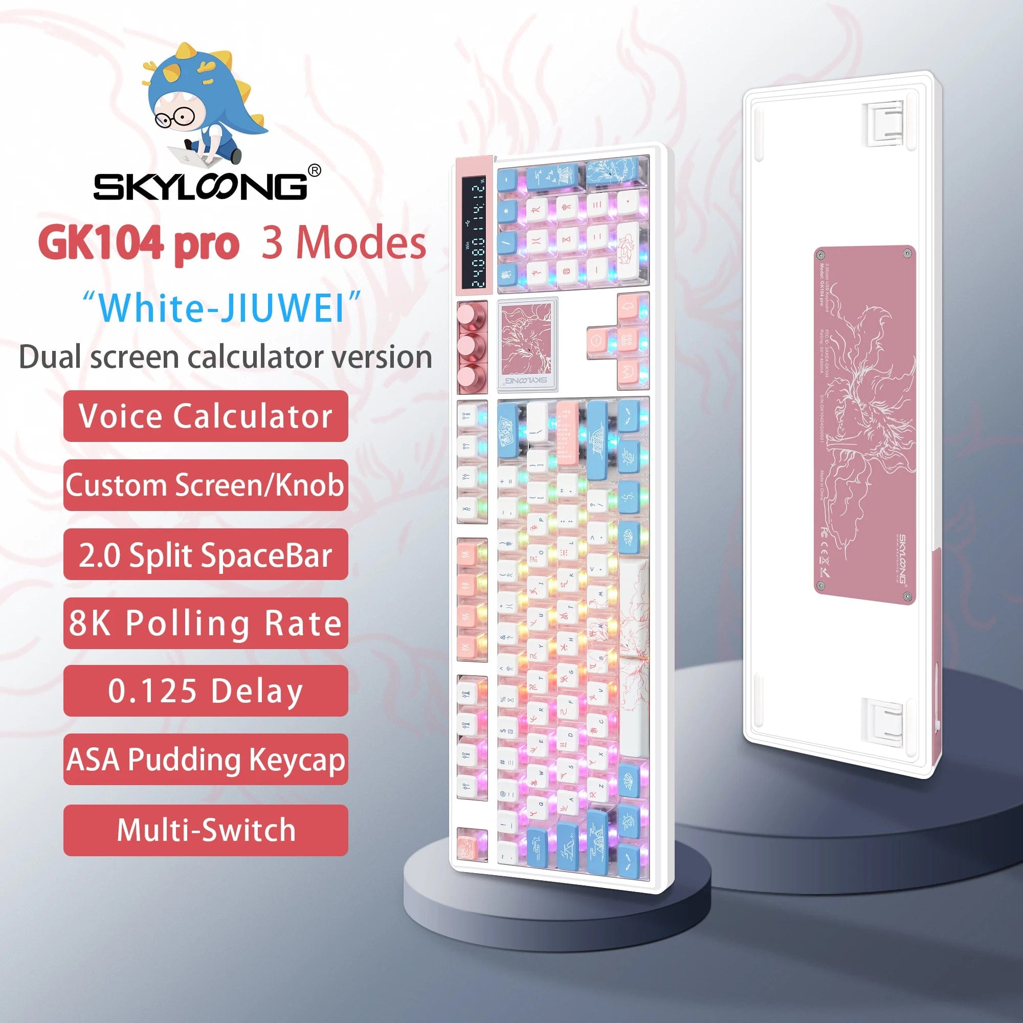KeyMaster Pro 3 - Mode Mechanical Keyboard: Hot - Swappable Wireless Mechanical Keyboard | 3 Modes, 2.0 Screen, 3 Knobs, Side - Engraved PBT Keycaps - Homebound Essentials