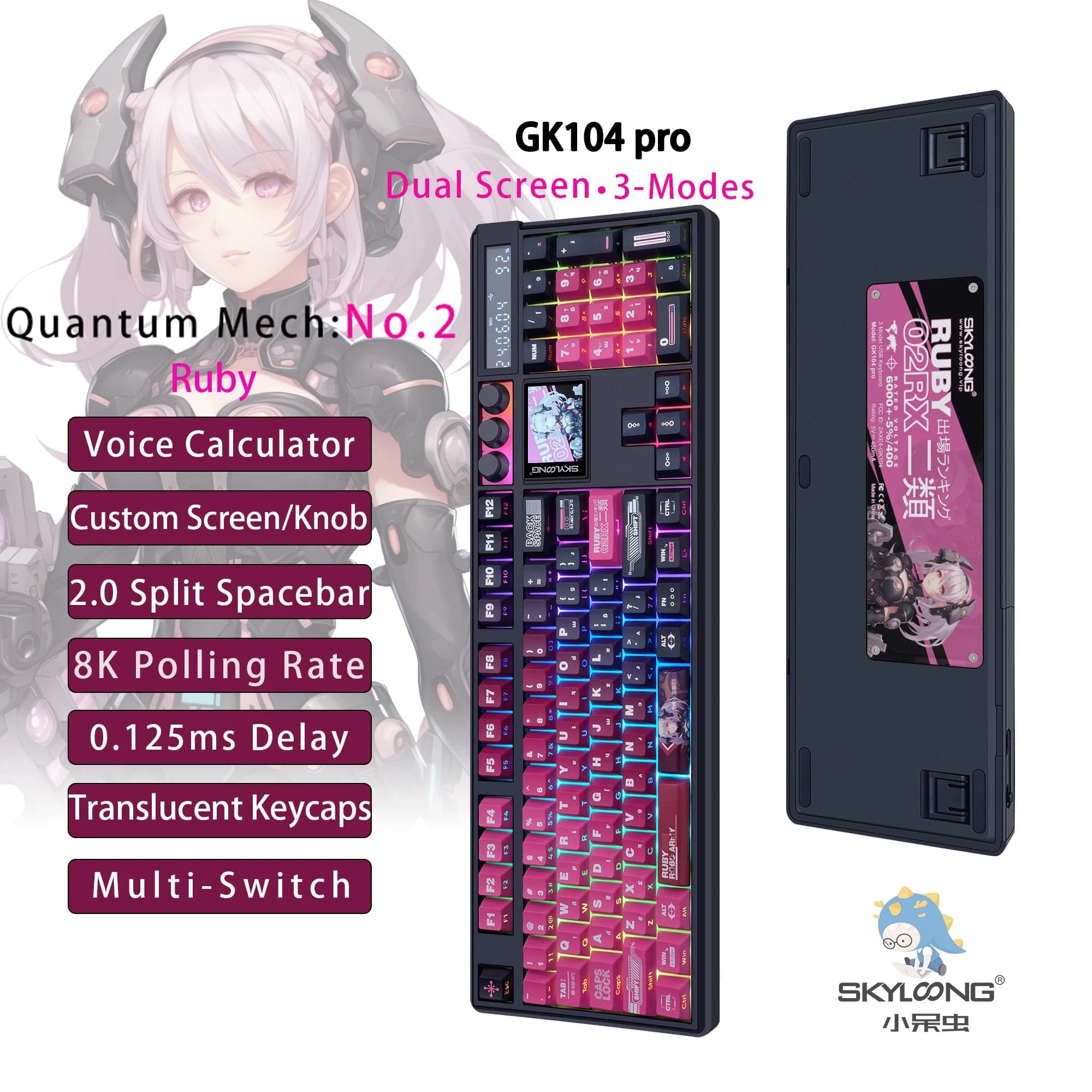 KeyMaster Pro 3 - Mode Mechanical Keyboard: Hot - Swappable Wireless Mechanical Keyboard | 3 Modes, 2.0 Screen, 3 Knobs, Side - Engraved PBT Keycaps - Homebound Essentials