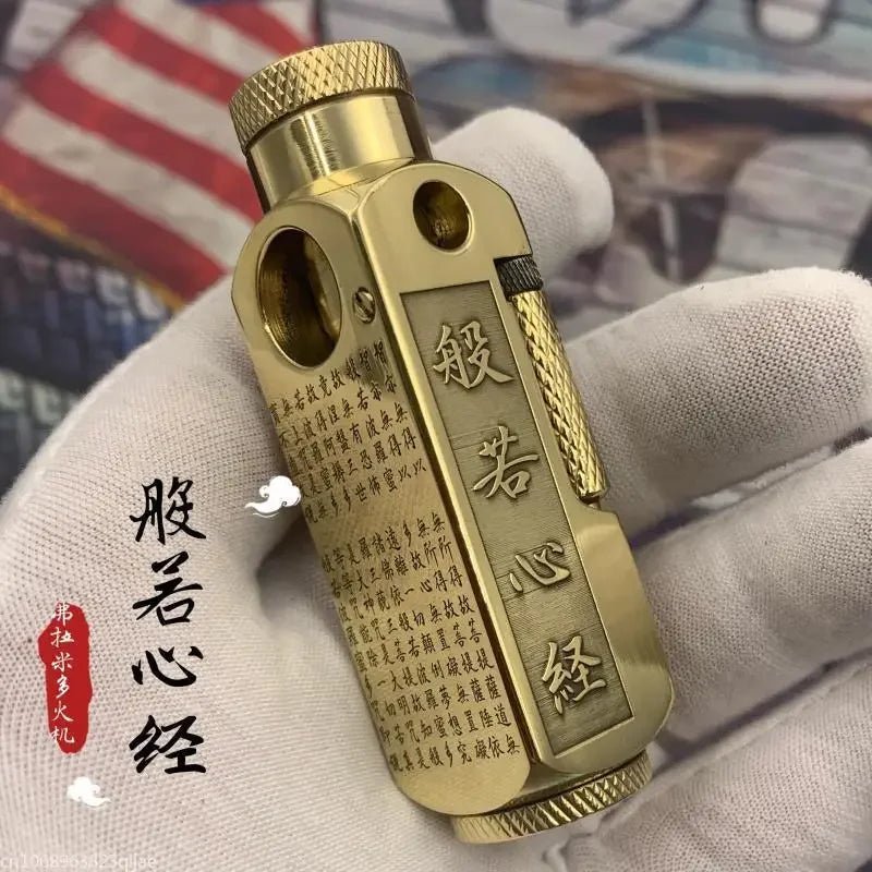 Luxury Heavy - Duty Trench Unique Japanese Themed Brass Lighter - Homebound Essentials
