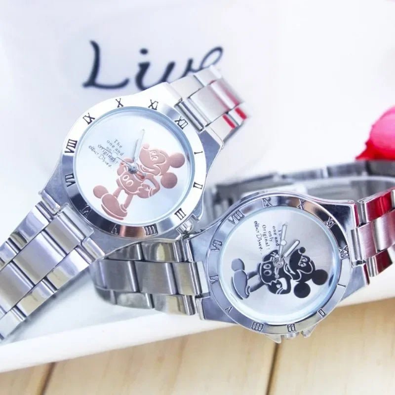 Luxury Mickey Minnie Women's Watch - Fashion Silver Full Steel Wristwatch for Kids - Homebound Essentials