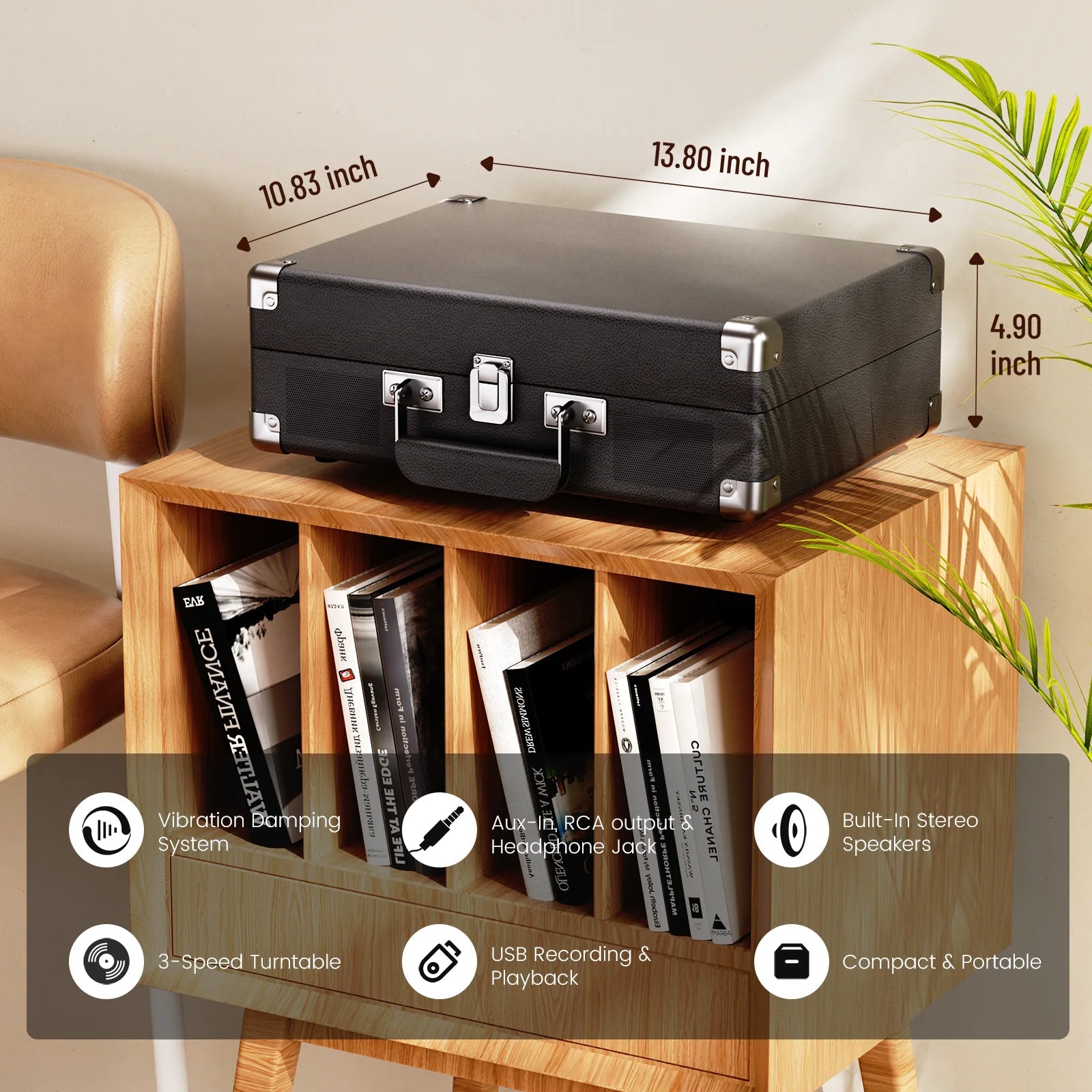 Maio Vintage Gramophone: Belt - Driven Turntable with Built - in Speakers - Homebound Essentials